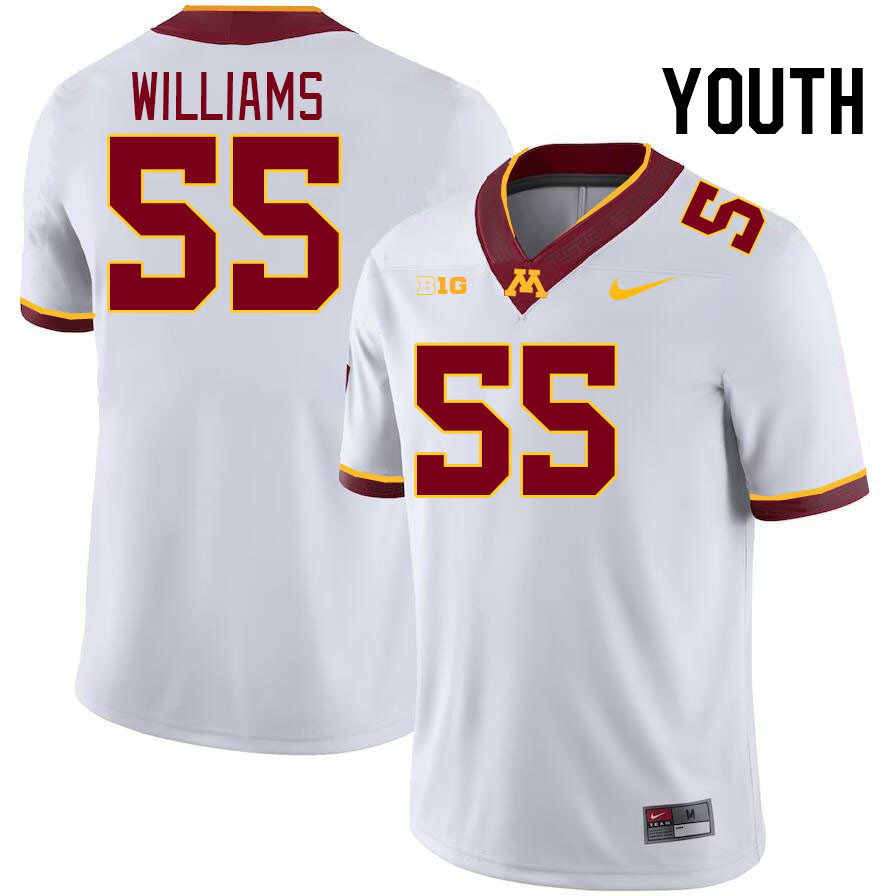 Youth #55 Jerome Williams Minnesota Golden Gophers College Football Jerseys Stitched-White